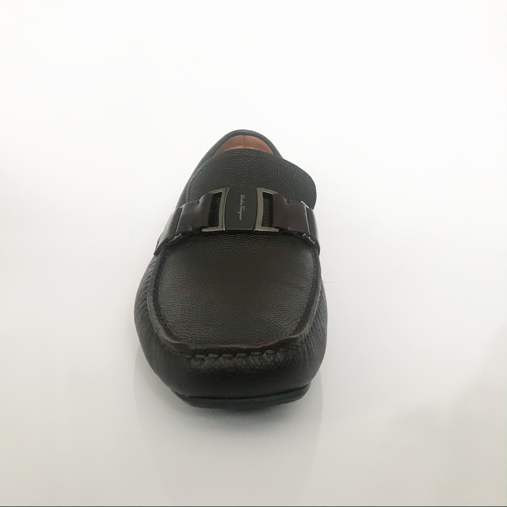 FERRAGAMO - Sardegna chocolate pebble calf loafers - Picture 2 of 7